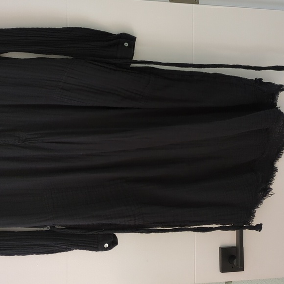 Michael Stars Gauzy Crepe Boho Beachy Minimalist Midi Dress Waist Sash& Pockets - Picture 2 of 10